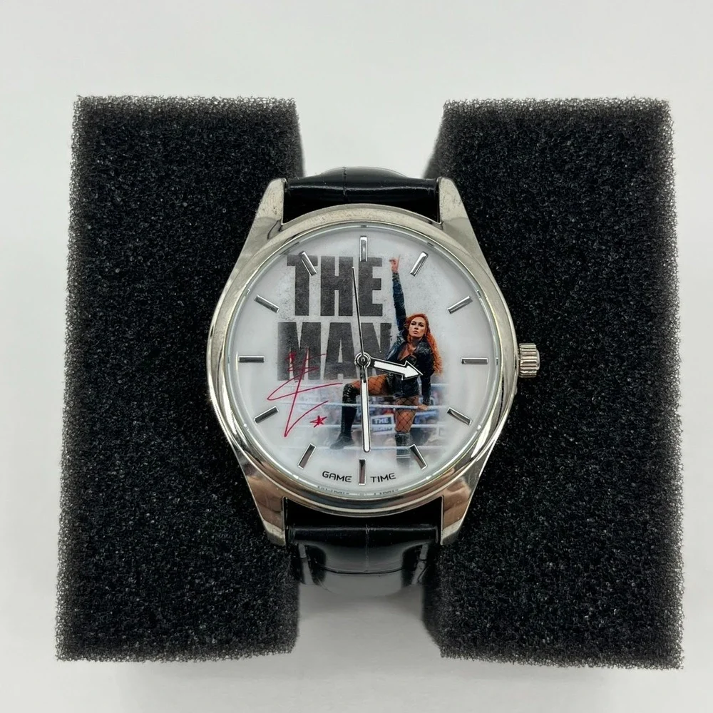 WWE Becky Lynch The Man Watch‎ Men's Size Black Leather Band Game Time New